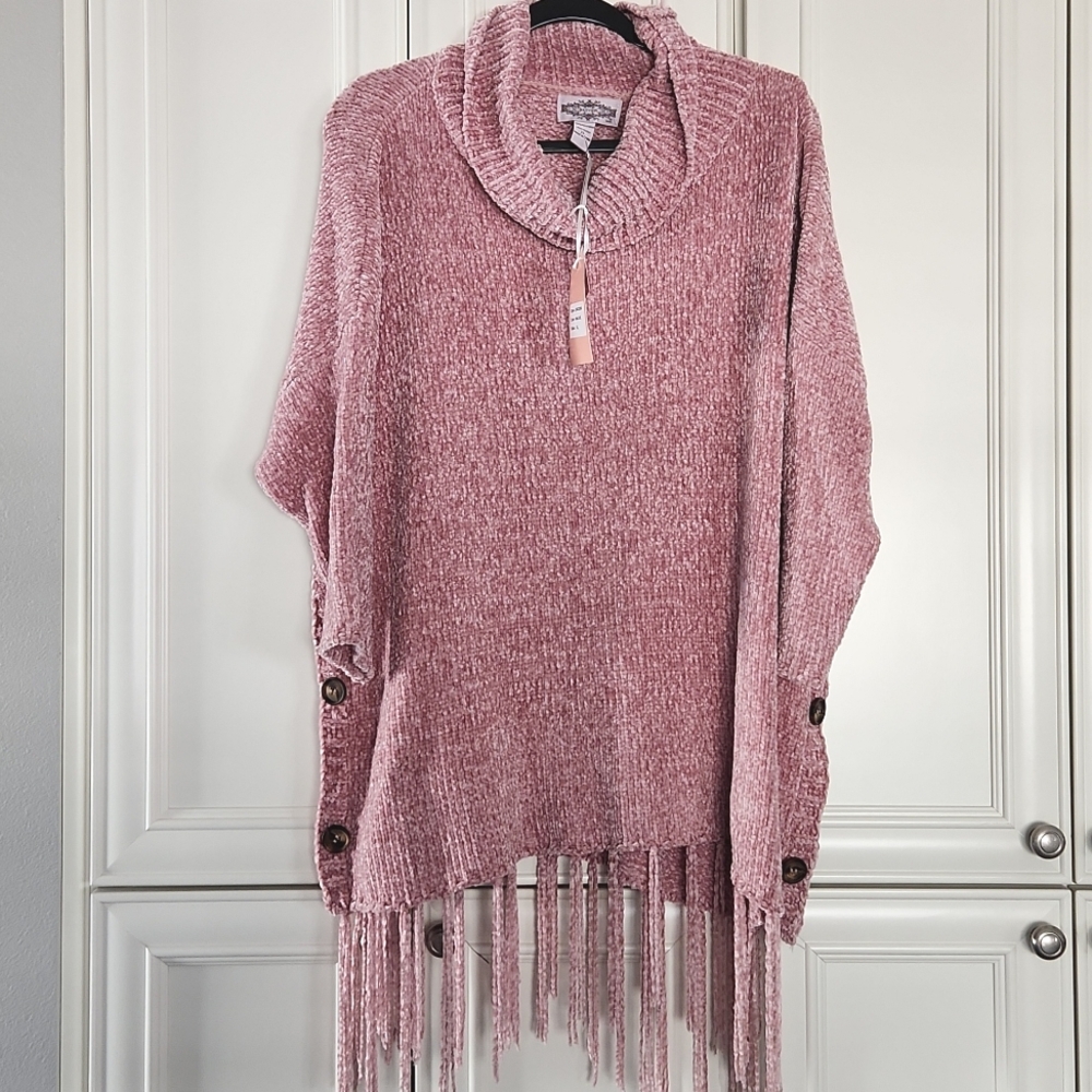 NWT OLIVER | $97 Chenille Cowl Neck Sweater Poncho - Picture 3 of 7